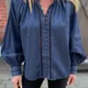 Monia blouse chambray blue - Thumbnail Image 5