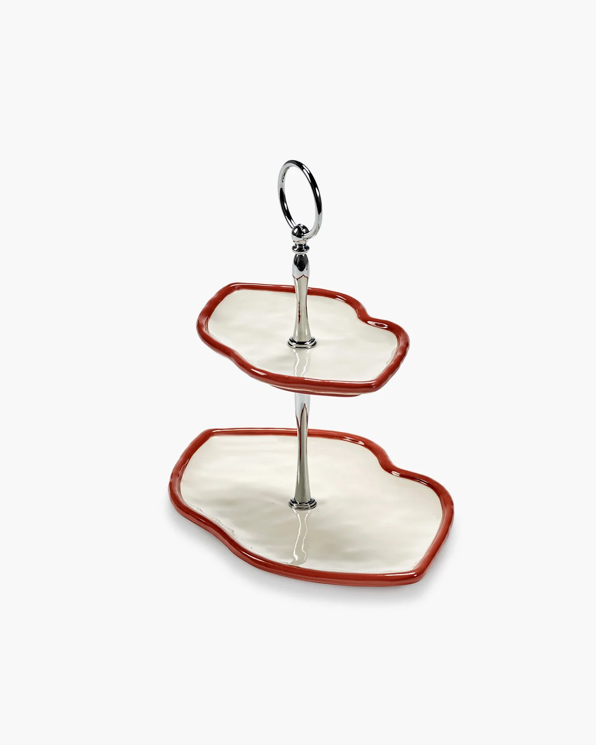 Cake Stand 2 tier red/white - Bilde 1