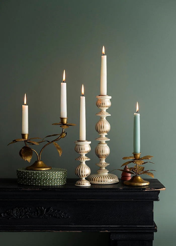 Candle holder winter rose golden H18,5 - Bilde 2