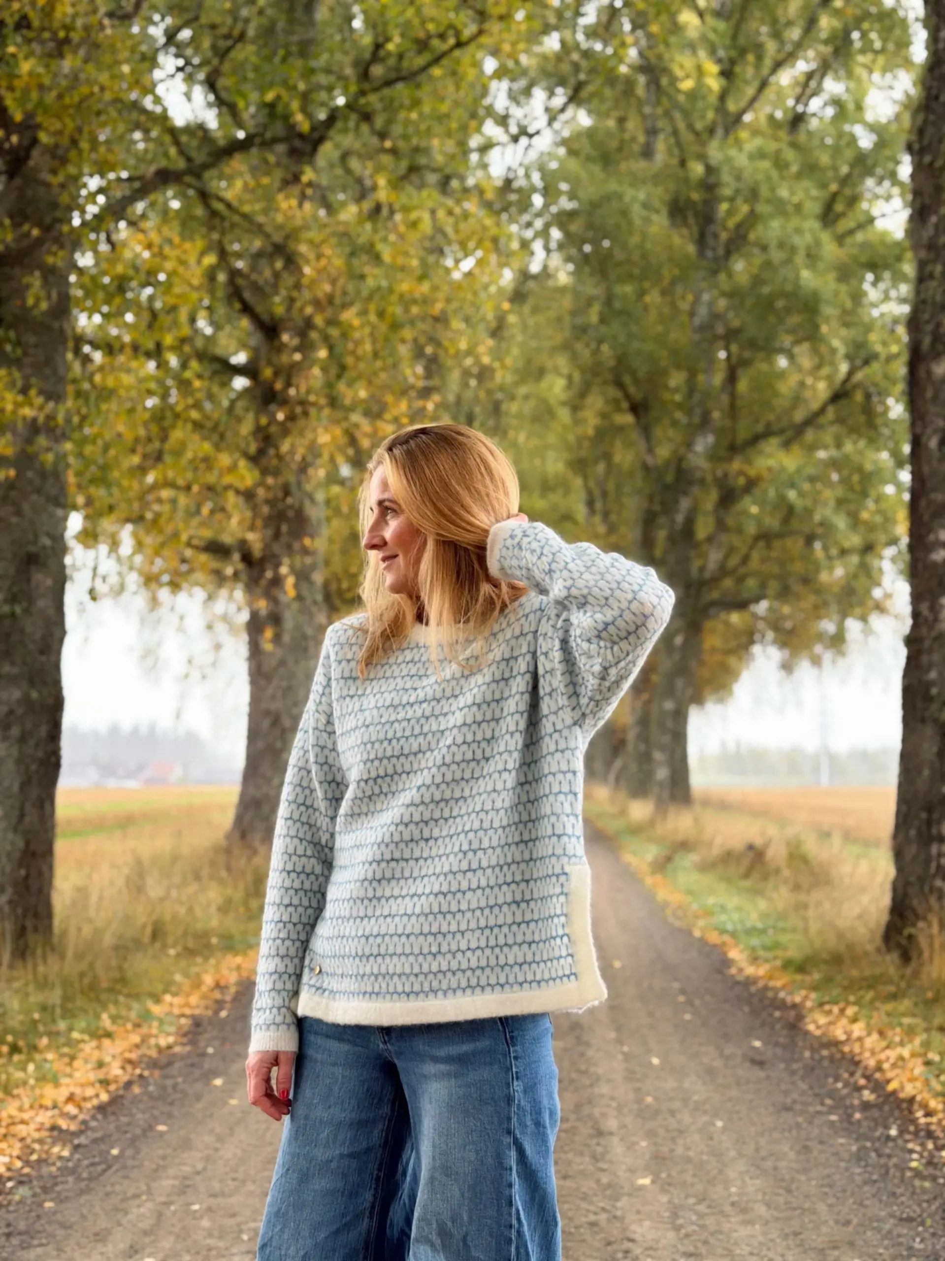 Sweater Pattern Kidmohair Light blue/Ivory - Bilde 1