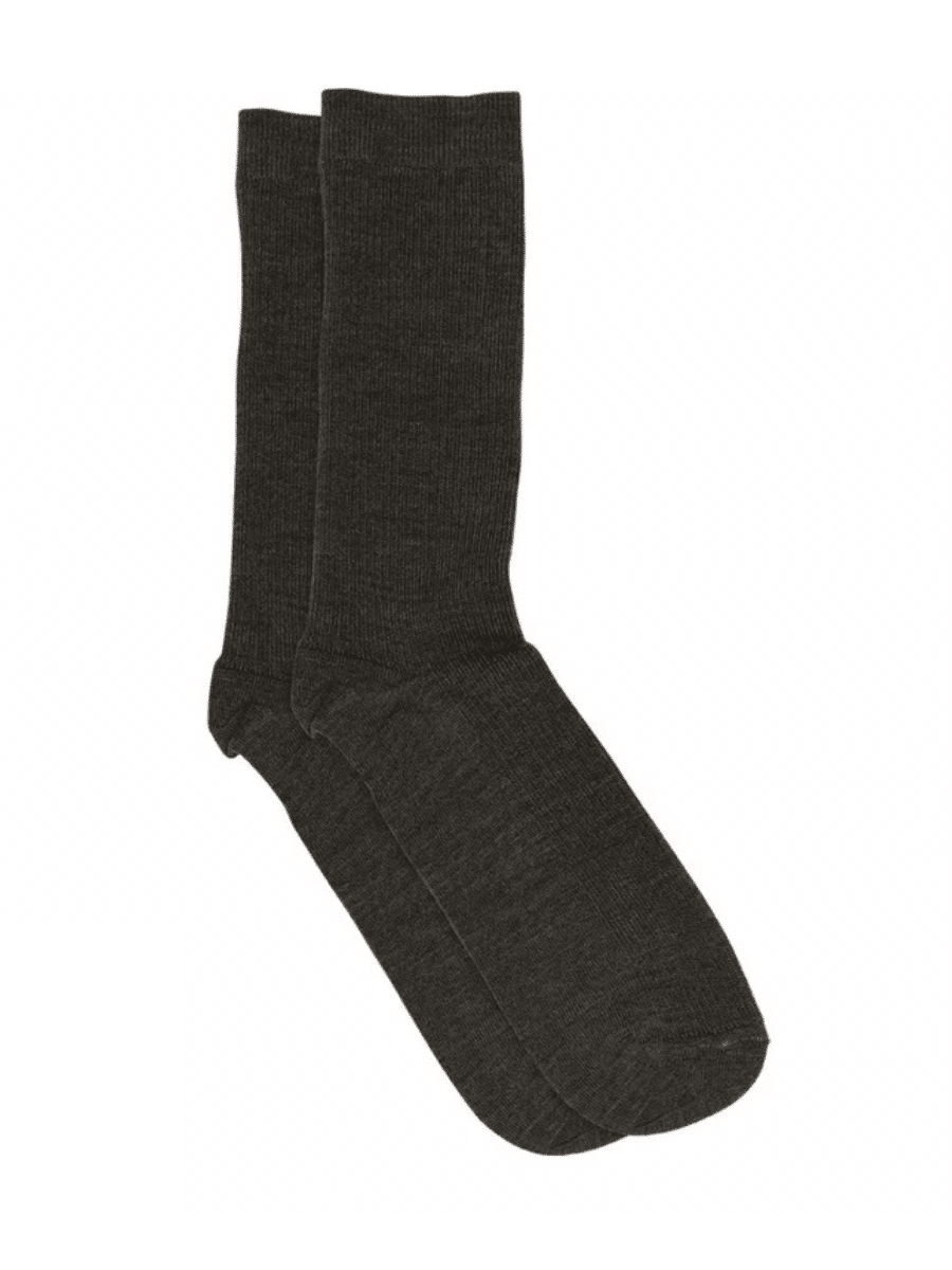 Fine Wool Rib Socks Dark Brown - Bilde 1