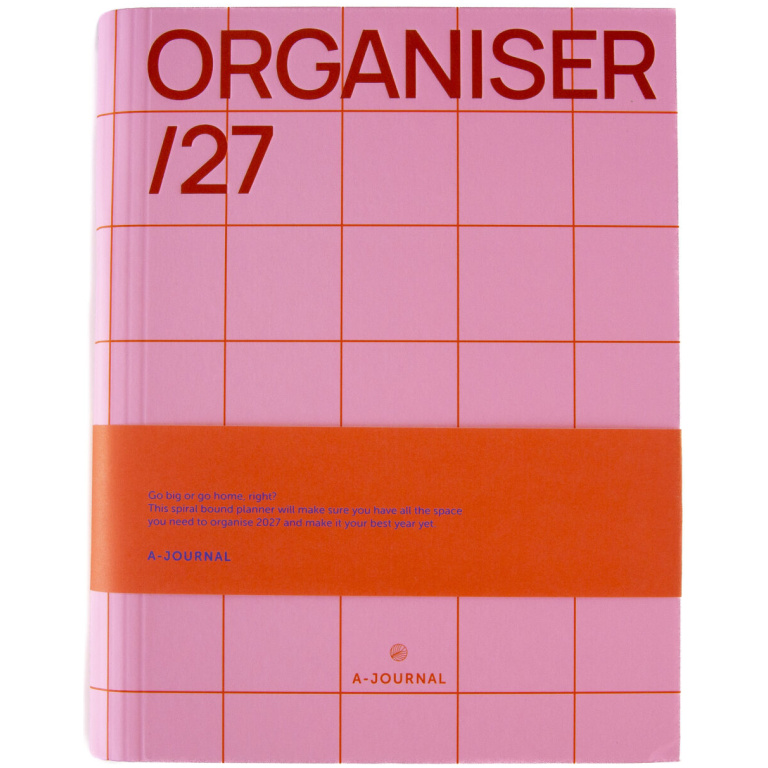A-Journal Diary Spiral Organiser 2027 Checkered Pink Red - Bilde 1