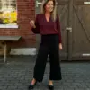 Corinne wide cropped pants black - Thumbnail Image 4